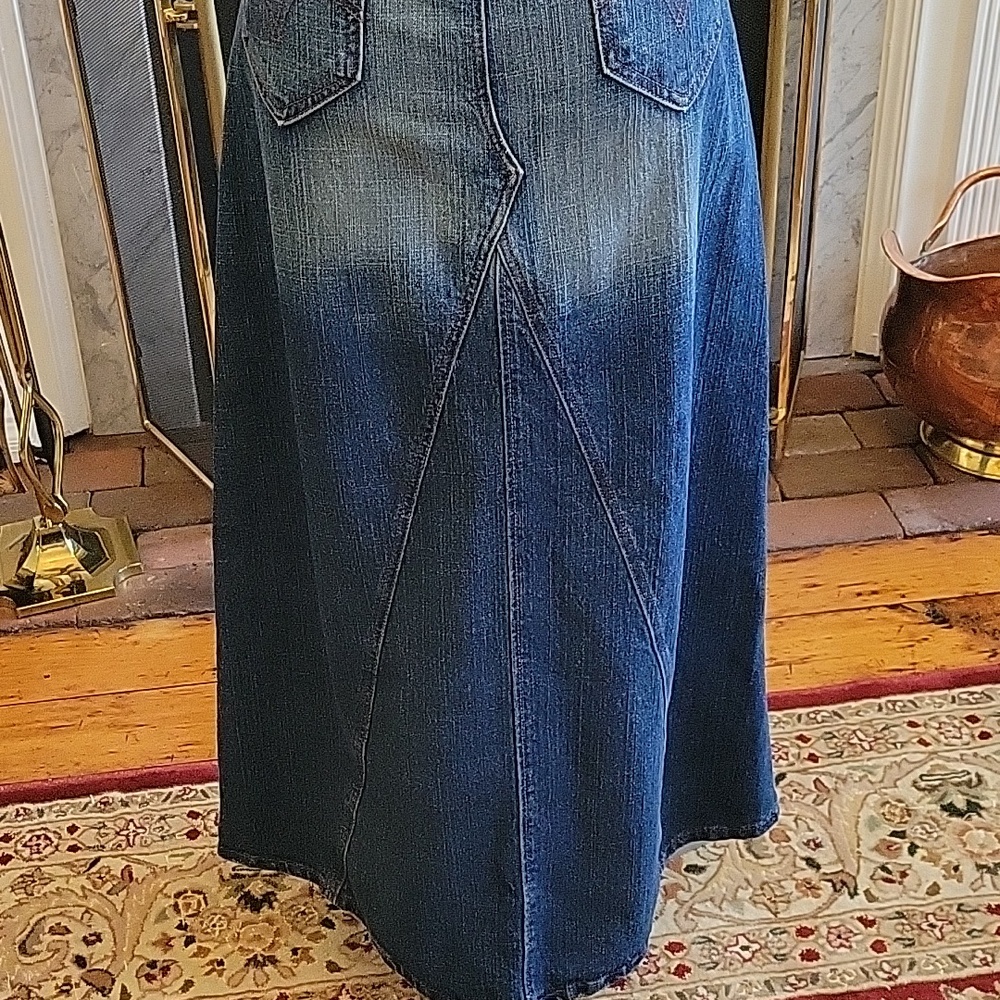 Vtg Levis Denim Maxi Skirt - Picture 9 of 12